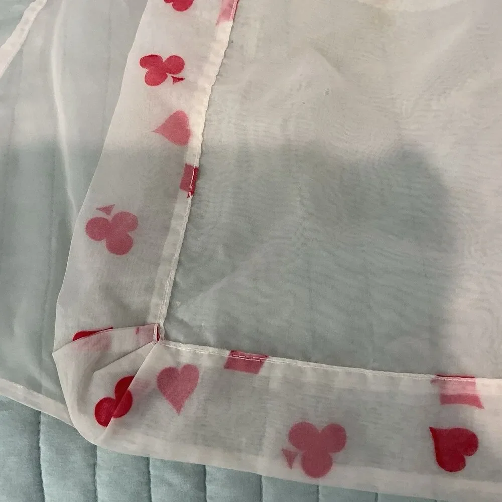 Vintage Becky’s Originals Minnesota Sheer Hostess Apron Card Suit Print White